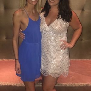 lele white and silver mini dress